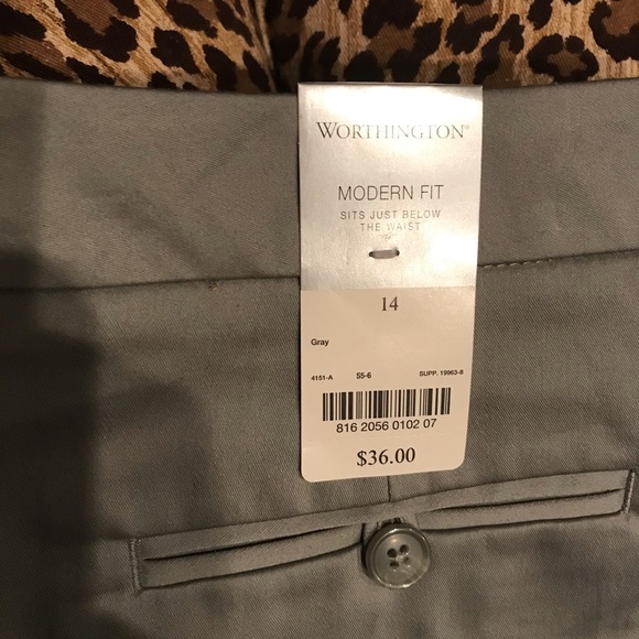 NWT Worthington silver gray cropped pants 14 - Picture 3 of 4